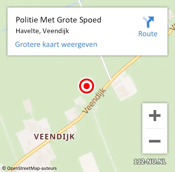 Locatie op kaart van de 112 melding: Politie Met Grote Spoed Naar Havelte, Veendijk op 19 september 2021 01:35