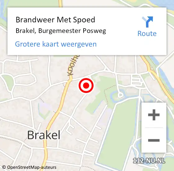 Locatie op kaart van de 112 melding: Brandweer Met Spoed Naar Brakel, Burgemeester Posweg op 19 september 2021 01:36