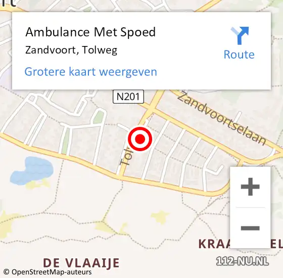 Locatie op kaart van de 112 melding: Ambulance Met Spoed Naar Zandvoort, Tolweg op 19 september 2021 01:52