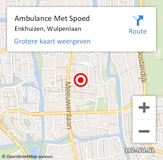 Locatie op kaart van de 112 melding: Ambulance Met Spoed Naar Enkhuizen, Wulpenlaan op 19 september 2021 02:01