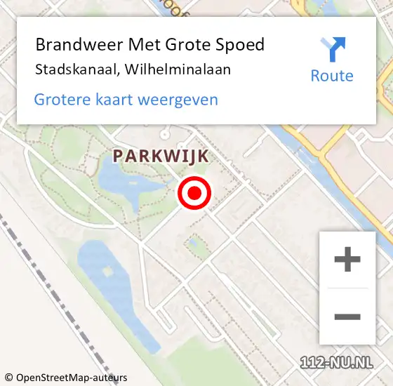 Locatie op kaart van de 112 melding: Brandweer Met Grote Spoed Naar Stadskanaal, Wilhelminalaan op 19 september 2021 03:06