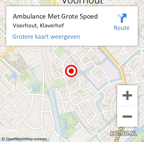Locatie op kaart van de 112 melding: Ambulance Met Grote Spoed Naar Voorhout, Klaverhof op 19 september 2021 03:22