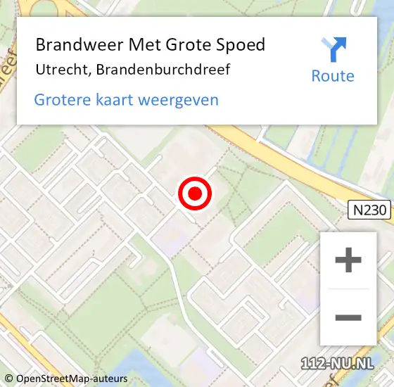 Locatie op kaart van de 112 melding: Brandweer Met Grote Spoed Naar Utrecht, Brandenburchdreef op 19 september 2021 03:38