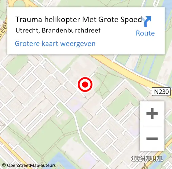 Locatie op kaart van de 112 melding: Trauma helikopter Met Grote Spoed Naar Utrecht, Brandenburchdreef op 19 september 2021 03:46