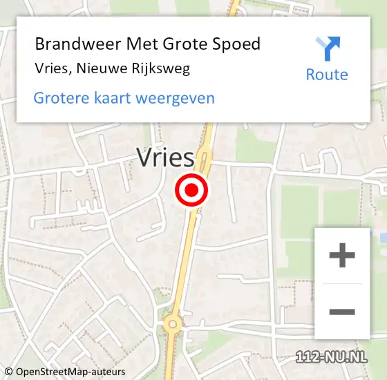 Locatie op kaart van de 112 melding: Brandweer Met Grote Spoed Naar Vries, Nieuwe Rijksweg op 23 juni 2014 13:18