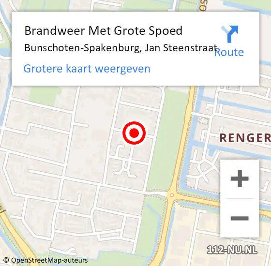 Locatie op kaart van de 112 melding: Brandweer Met Grote Spoed Naar Bunschoten-Spakenburg, Jan Steenstraat op 19 september 2021 05:50