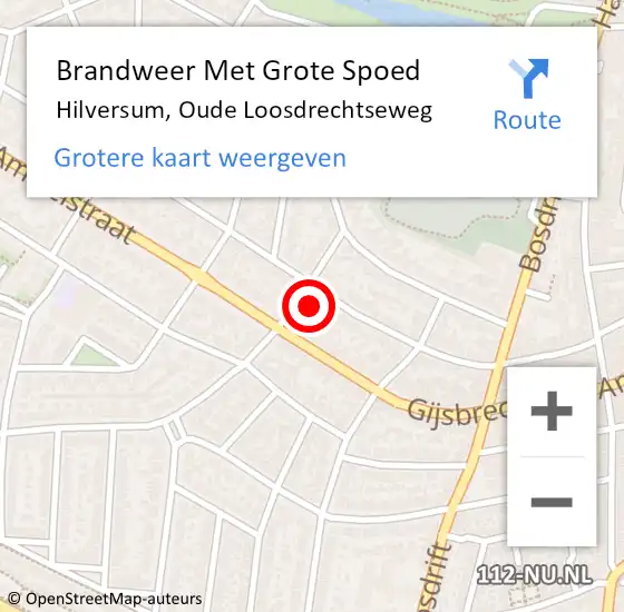 Locatie op kaart van de 112 melding: Brandweer Met Grote Spoed Naar Hilversum, Oude Loosdrechtseweg op 19 september 2021 06:09