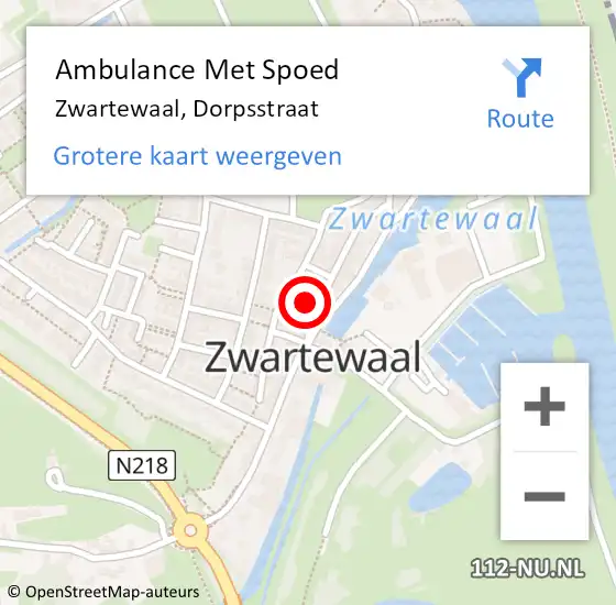 Locatie op kaart van de 112 melding: Ambulance Met Spoed Naar Zwartewaal, Dorpsstraat op 19 september 2021 07:08