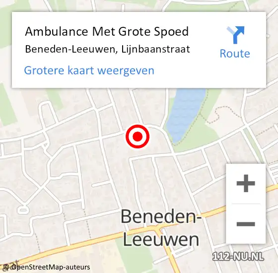 Locatie op kaart van de 112 melding: Ambulance Met Grote Spoed Naar Beneden-Leeuwen, Lijnbaanstraat op 19 september 2021 07:35