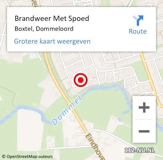 Locatie op kaart van de 112 melding: Brandweer Met Spoed Naar Boxtel, Dommeloord op 19 september 2021 08:34