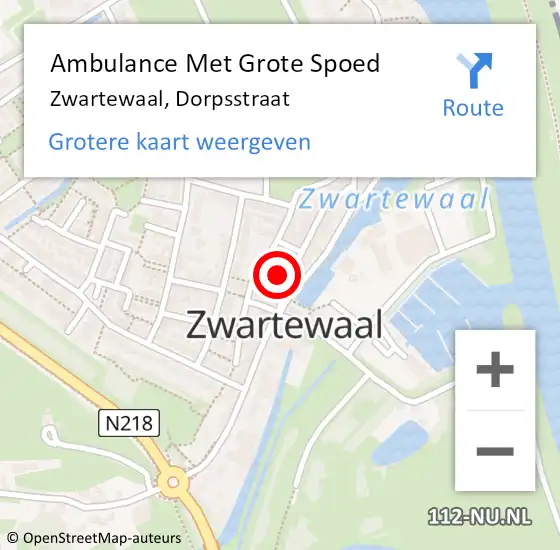 Locatie op kaart van de 112 melding: Ambulance Met Grote Spoed Naar Zwartewaal, Dorpsstraat op 19 september 2021 08:35