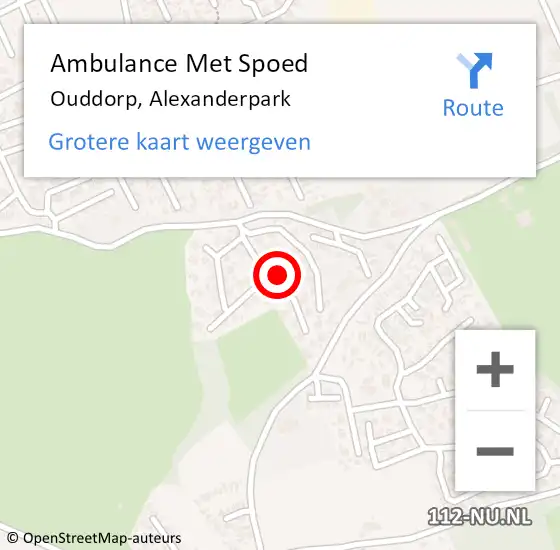 Locatie op kaart van de 112 melding: Ambulance Met Spoed Naar Ouddorp, Alexanderpark op 19 september 2021 08:53