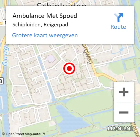 Locatie op kaart van de 112 melding: Ambulance Met Spoed Naar Schipluiden, Reigerpad op 23 juni 2014 13:26