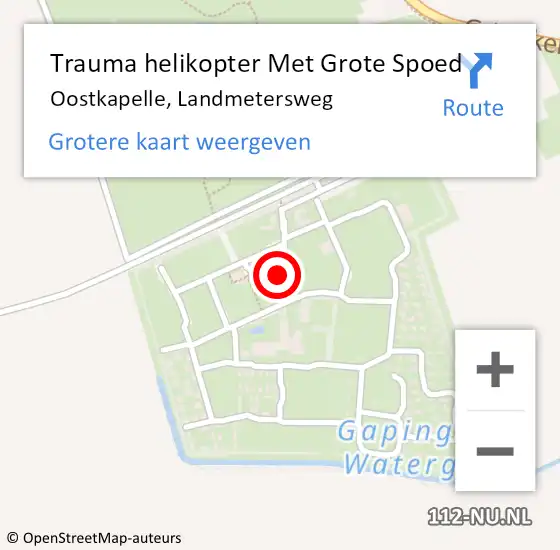 Locatie op kaart van de 112 melding: Trauma helikopter Met Grote Spoed Naar Oostkapelle, Landmetersweg op 19 september 2021 09:36
