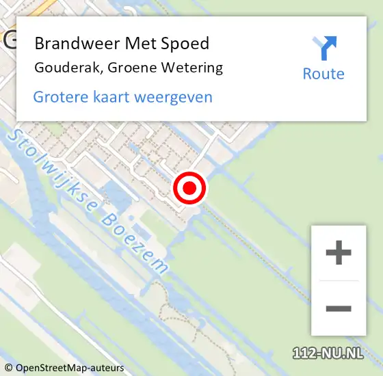 Locatie op kaart van de 112 melding: Brandweer Met Spoed Naar Gouderak, Groene Wetering op 19 september 2021 10:05