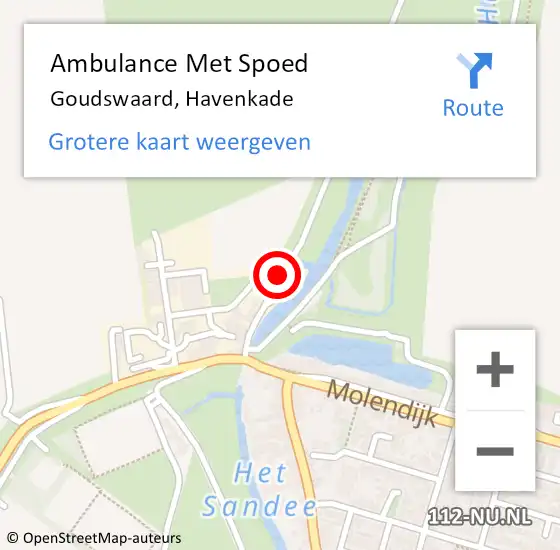 Locatie op kaart van de 112 melding: Ambulance Met Spoed Naar Goudswaard, Havenkade op 19 september 2021 10:38