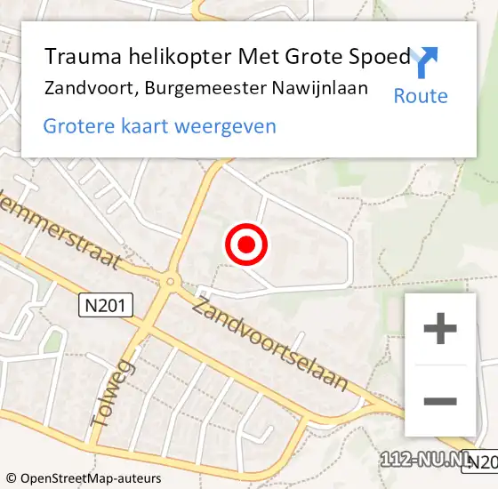 Locatie op kaart van de 112 melding: Trauma helikopter Met Grote Spoed Naar Zandvoort, Burgemeester Nawijnlaan op 19 september 2021 10:48