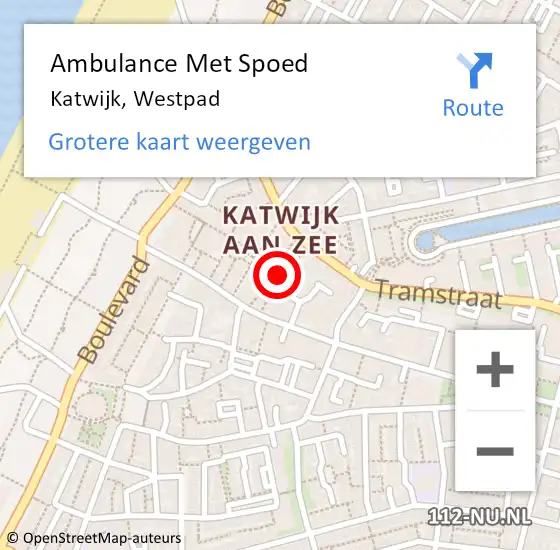 Locatie op kaart van de 112 melding: Ambulance Met Spoed Naar Katwijk, Westpad op 19 september 2021 10:49