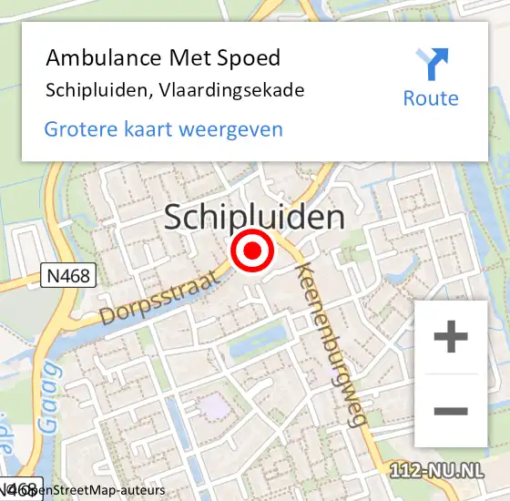 Locatie op kaart van de 112 melding: Ambulance Met Spoed Naar Schipluiden, Vlaardingsekade op 19 september 2021 10:56