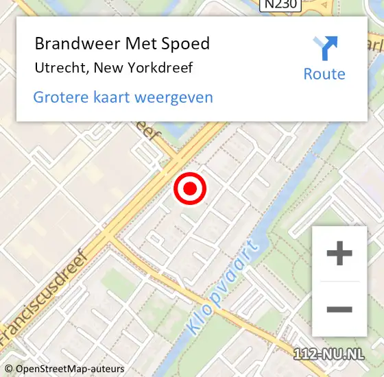 Locatie op kaart van de 112 melding: Brandweer Met Spoed Naar Utrecht, New Yorkdreef op 19 september 2021 11:05