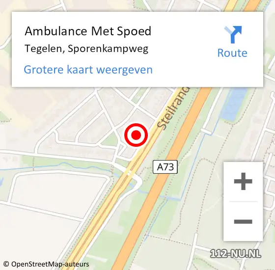 Locatie op kaart van de 112 melding: Ambulance Met Spoed Naar Tegelen, Sporenkampweg op 19 september 2021 11:14