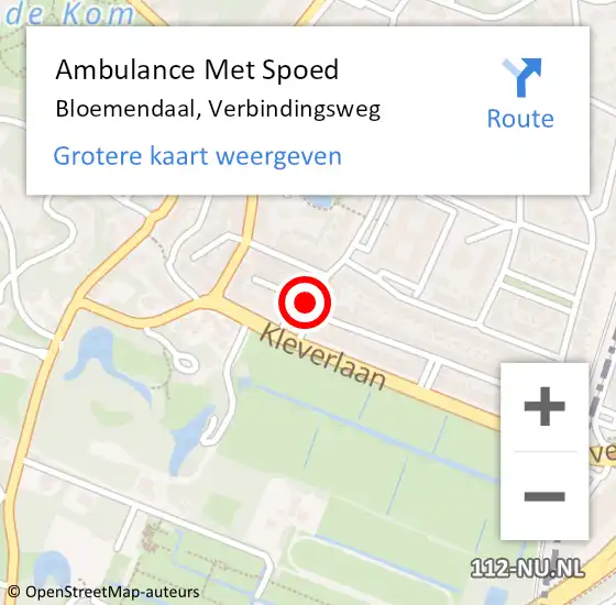 Locatie op kaart van de 112 melding: Ambulance Met Spoed Naar Bloemendaal, Verbindingsweg op 19 september 2021 11:14