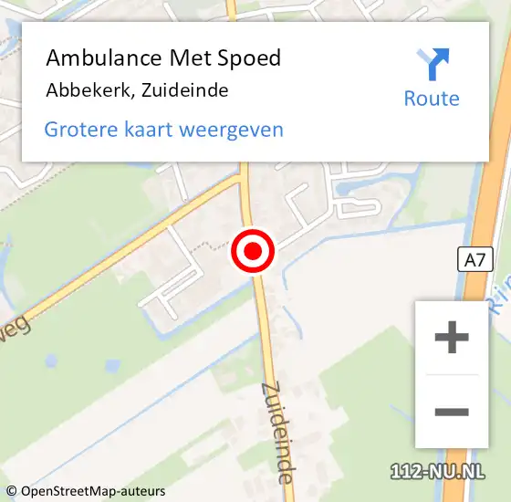 Locatie op kaart van de 112 melding: Ambulance Met Spoed Naar Abbekerk, Zuideinde op 19 september 2021 11:25