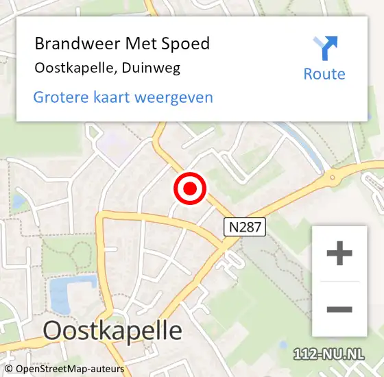 Locatie op kaart van de 112 melding: Brandweer Met Spoed Naar Oostkapelle, Duinweg op 19 september 2021 11:31