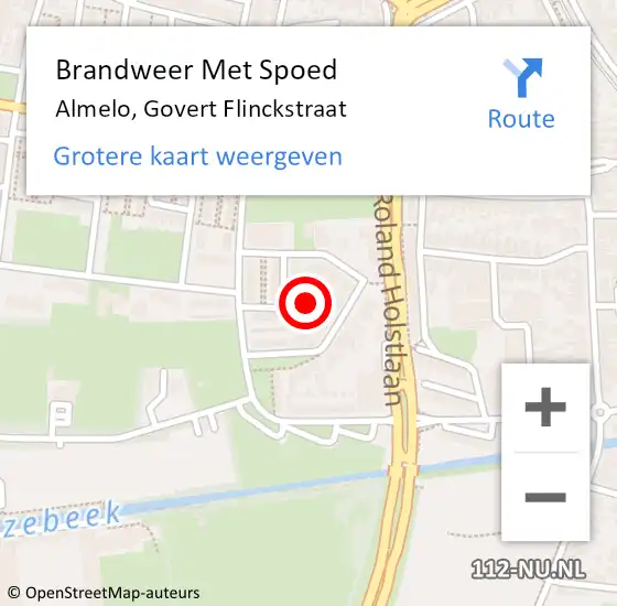 Locatie op kaart van de 112 melding: Brandweer Met Spoed Naar Almelo, Govert Flinckstraat op 19 september 2021 12:23