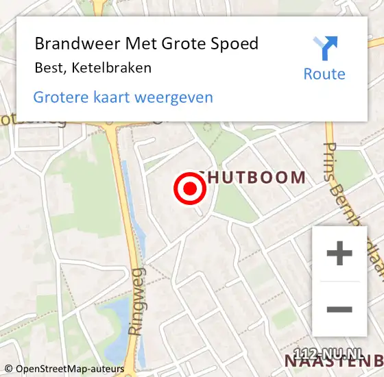 Locatie op kaart van de 112 melding: Brandweer Met Grote Spoed Naar Best, Ketelbraken op 19 september 2021 12:30