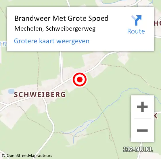 Locatie op kaart van de 112 melding: Brandweer Met Grote Spoed Naar Mechelen, Schweibergerweg op 19 september 2021 12:37