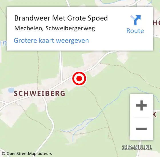 Locatie op kaart van de 112 melding: Brandweer Met Grote Spoed Naar Mechelen, Schweibergerweg op 19 september 2021 12:38
