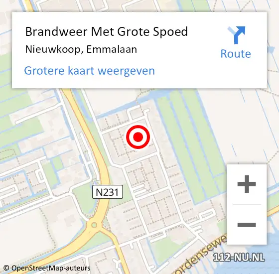 Locatie op kaart van de 112 melding: Brandweer Met Grote Spoed Naar Nieuwkoop, Emmalaan op 19 september 2021 12:48