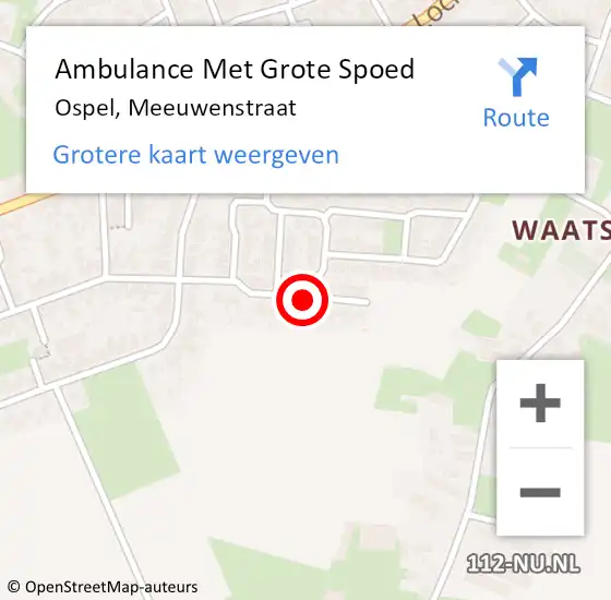 Locatie op kaart van de 112 melding: Ambulance Met Grote Spoed Naar Ospel, Meeuwenstraat op 19 september 2021 12:58