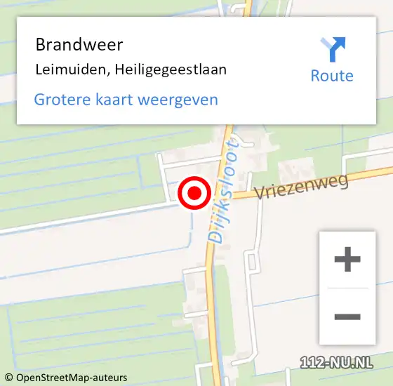 Locatie op kaart van de 112 melding: Brandweer Leimuiden, Heiligegeestlaan op 19 september 2021 12:58