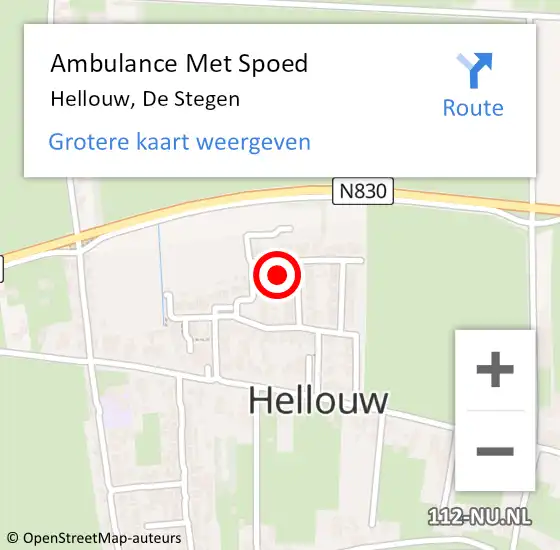 Locatie op kaart van de 112 melding: Ambulance Met Spoed Naar Hellouw, De Stegen op 19 september 2021 13:04