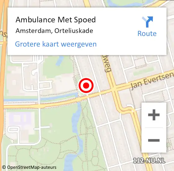 Locatie op kaart van de 112 melding: Ambulance Met Spoed Naar Amsterdam, Orteliuskade op 19 september 2021 13:09
