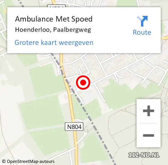 Locatie op kaart van de 112 melding: Ambulance Met Spoed Naar Hoenderloo, Paalbergweg op 19 september 2021 13:12