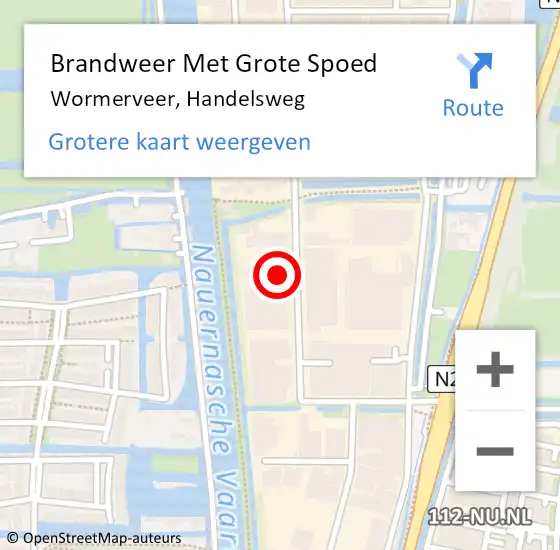 Locatie op kaart van de 112 melding: Brandweer Met Grote Spoed Naar Wormerveer, Handelsweg op 19 september 2021 13:39