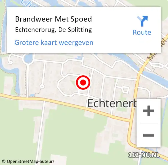 Locatie op kaart van de 112 melding: Brandweer Met Spoed Naar Echtenerbrug, De Splitting op 19 september 2021 13:44