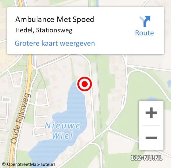 Locatie op kaart van de 112 melding: Ambulance Met Spoed Naar Hedel, Stationsweg op 19 september 2021 13:45