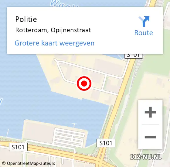Locatie op kaart van de 112 melding: Politie Rotterdam, Opijnenstraat op 19 september 2021 14:29