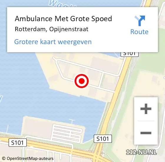 Locatie op kaart van de 112 melding: Ambulance Met Grote Spoed Naar Rotterdam, Opijnenstraat op 19 september 2021 14:34