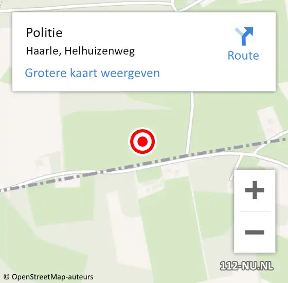 Locatie op kaart van de 112 melding: Politie Haarle, Helhuizenweg op 19 september 2021 14:37