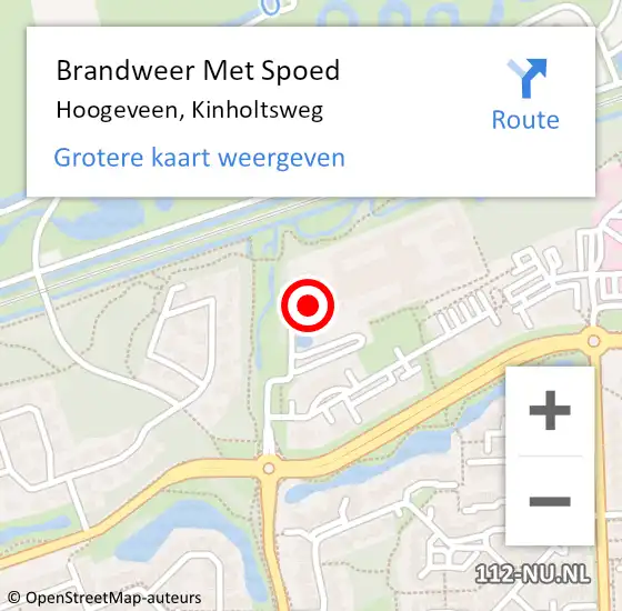 Locatie op kaart van de 112 melding: Brandweer Met Spoed Naar Hoogeveen, Kinholtsweg op 19 september 2021 14:54