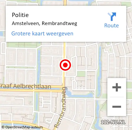 Locatie op kaart van de 112 melding: Politie Amstelveen, Rembrandtweg op 23 juni 2014 13:51