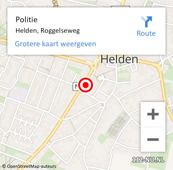 Locatie op kaart van de 112 melding: Politie Helden, Roggelseweg op 19 september 2021 15:17