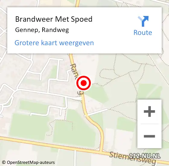 Locatie op kaart van de 112 melding: Brandweer Met Spoed Naar Gennep, Randweg op 19 september 2021 15:21