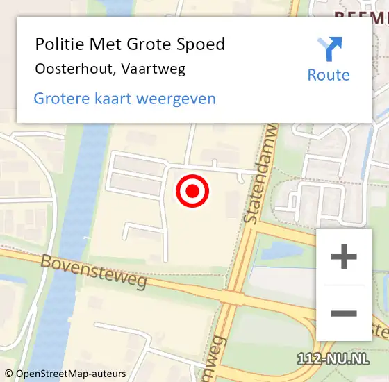 Locatie op kaart van de 112 melding: Politie Met Grote Spoed Naar Oosterhout, Vaartweg op 19 september 2021 15:24