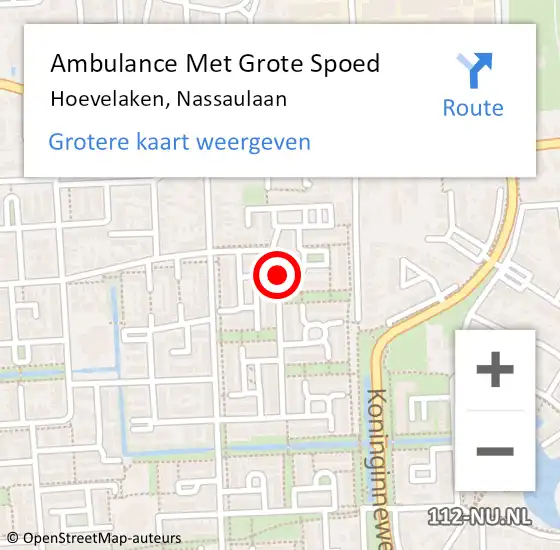 Locatie op kaart van de 112 melding: Ambulance Met Grote Spoed Naar Hoevelaken, Nassaulaan op 19 september 2021 15:32